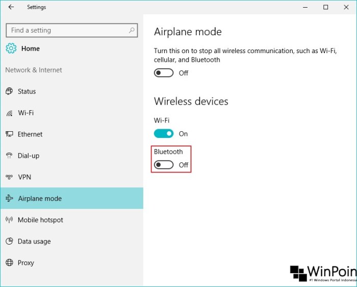 Cara Mengaktifkan dan Menon aktifkan Bluetooth di Windows 10 2