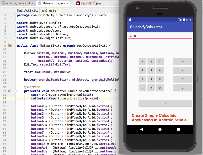 Create Simple Calculator Application in Android Studio Crunchify Tutorial 1