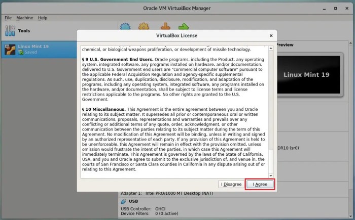 Install Oracle VM VirtualBox Extension Pack on Linux Hosts Accept License Agreement