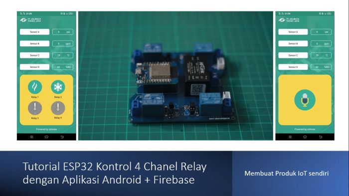 Tutorial ESP32 Kontrol 4 Chanel Relay dengan Aplikasi Android Firebase
