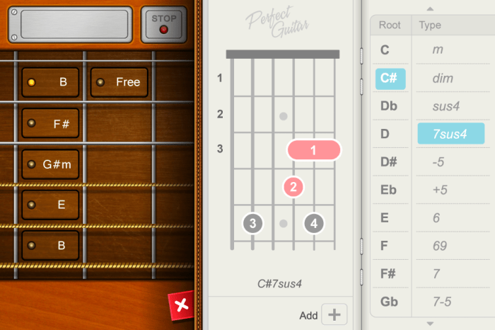 aplikasi android untuk belajar gitar Guitar plus dapat menunjukkan chord progression dan bentuk kunci gitar