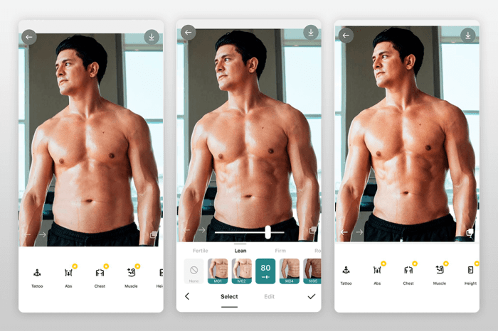 bodyapp fake muscle app interface
