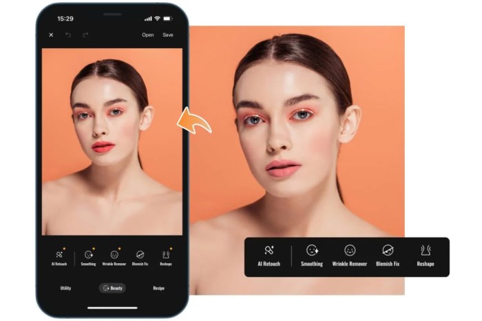 use fotors face editor app to edit girl face