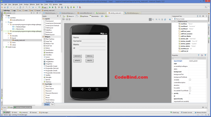 Android SQLite Database Tutorial Design Activity