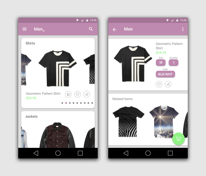 Clothing App Android Showcase Full Pixels