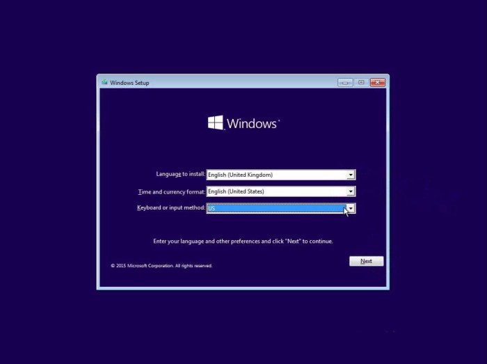 Pilih Bahasa Cara Install Windows 10 2