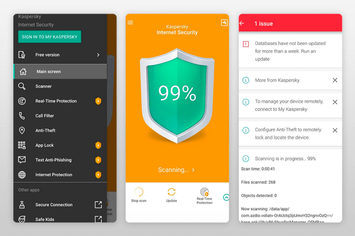 kaspersky internet security android best android antivirus app