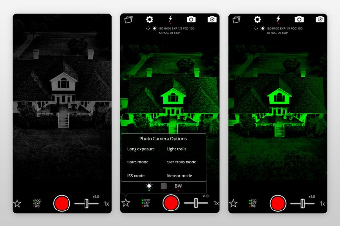 nightcap camera night vision app interface