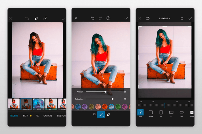 picsart photo editing app for android interface