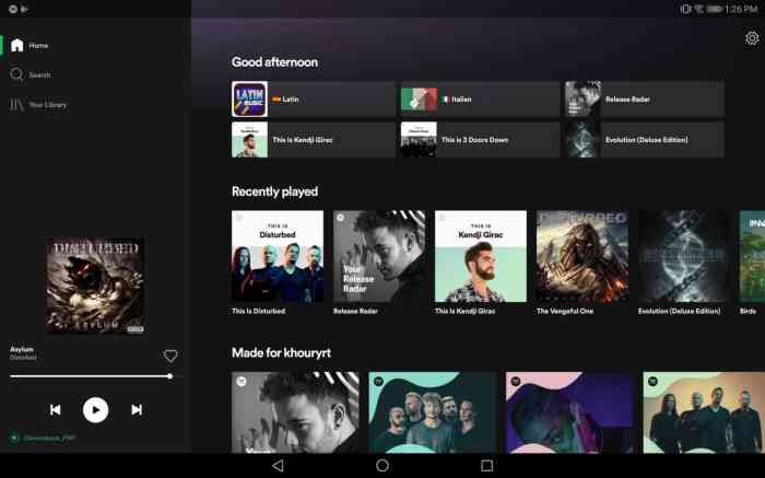 spotify new tablet interface x