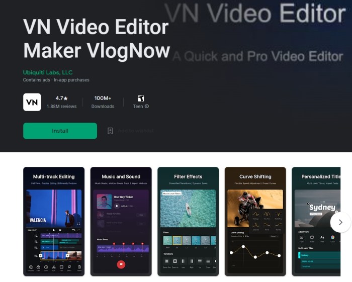 vn video editing app no watermark android